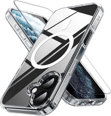 MillPrice Clear Magnetic Case for iPhone 17 Series – Slim Shockproof Protection with Tempered Glass