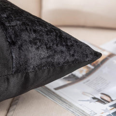 Crushed Velvet Panel Faux Satin Silk Cushion Covers - Soft, Durable, & Stylish - Pack of 2