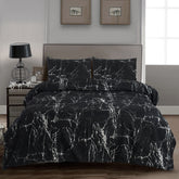Obsidian Marble Luxe 4-Piece Bedding Set – Duvet Cover, Fitted Sheet & 2 Pillowcases.