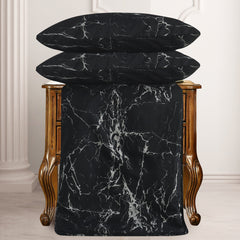 Obsidian Marble Luxe 4-Piece Bedding Set – Duvet Cover, Fitted Sheet & 2 Pillowcases.