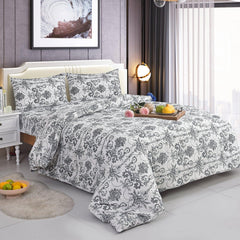 4 Piece Luxury Microfibre Bedding - Ivory Grace Floral Duvet Set