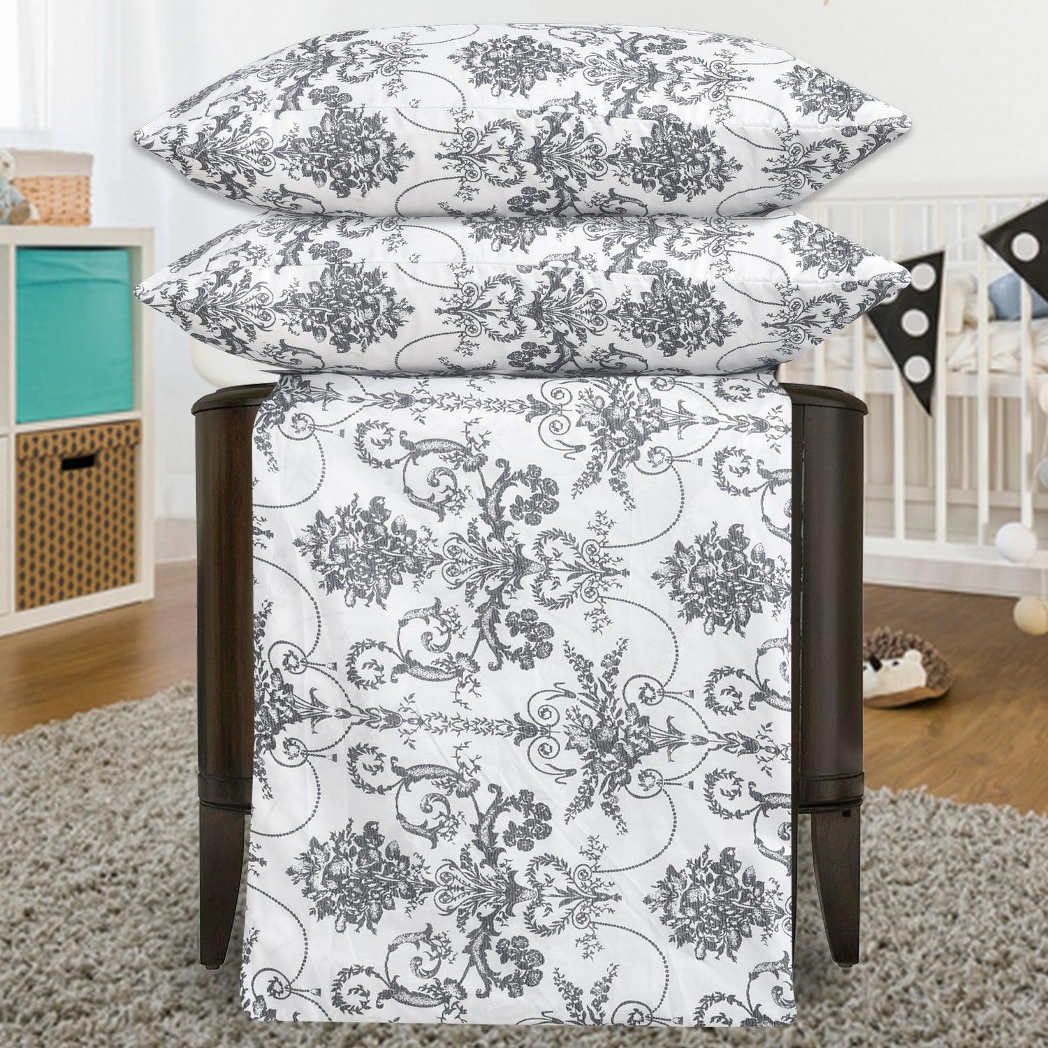 4 Piece Luxury Microfibre Bedding - Ivory Grace Floral Duvet Set