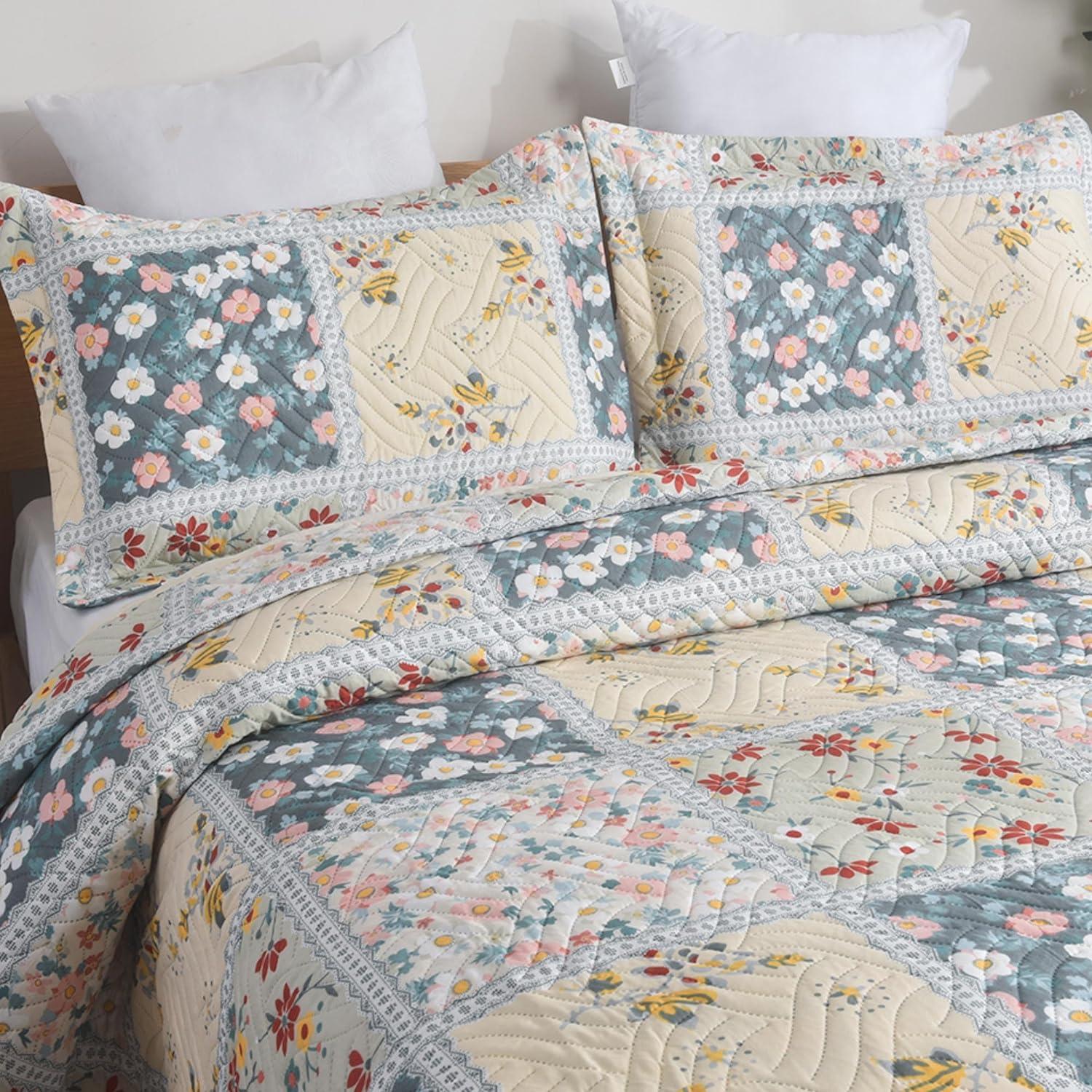3-Piece Reversible Quilted Bedspread Set (220x240cm)