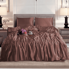 3PCS Satin Duvet Cover Set - Luxurious Hypoallergenic All-Season Bedding