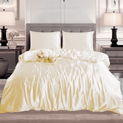MILLPRICE 3PCS Satin Duvet Cover Set - Silky Soft Hypoallergenic Bedding