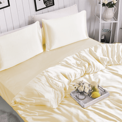 MILLPRICE 3PCS Satin Duvet Cover Set - Silky Soft Hypoallergenic Bedding