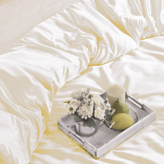 MILLPRICE 3PCS Satin Duvet Cover Set - Silky Soft Hypoallergenic Bedding