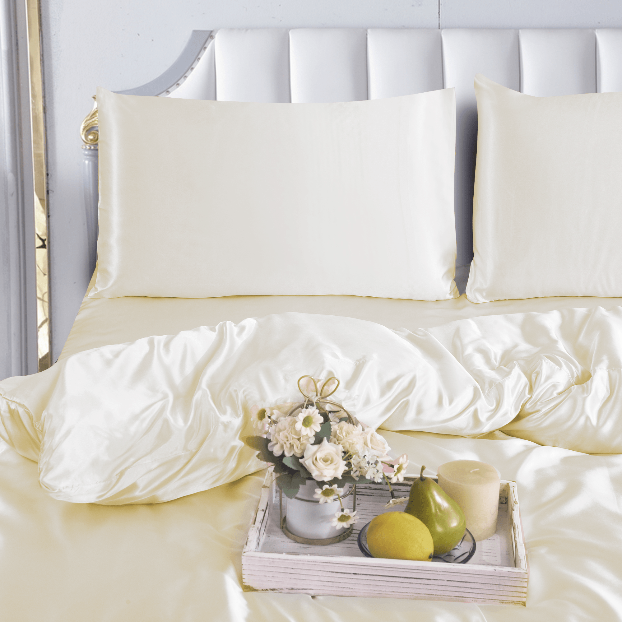 MILLPRICE 3PCS Satin Duvet Cover Set - Silky Soft Hypoallergenic Bedding