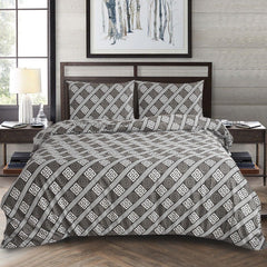 4 Piece Microfibre Bedding Set - Hypoallergenic Geo Luxe Duvet Cover