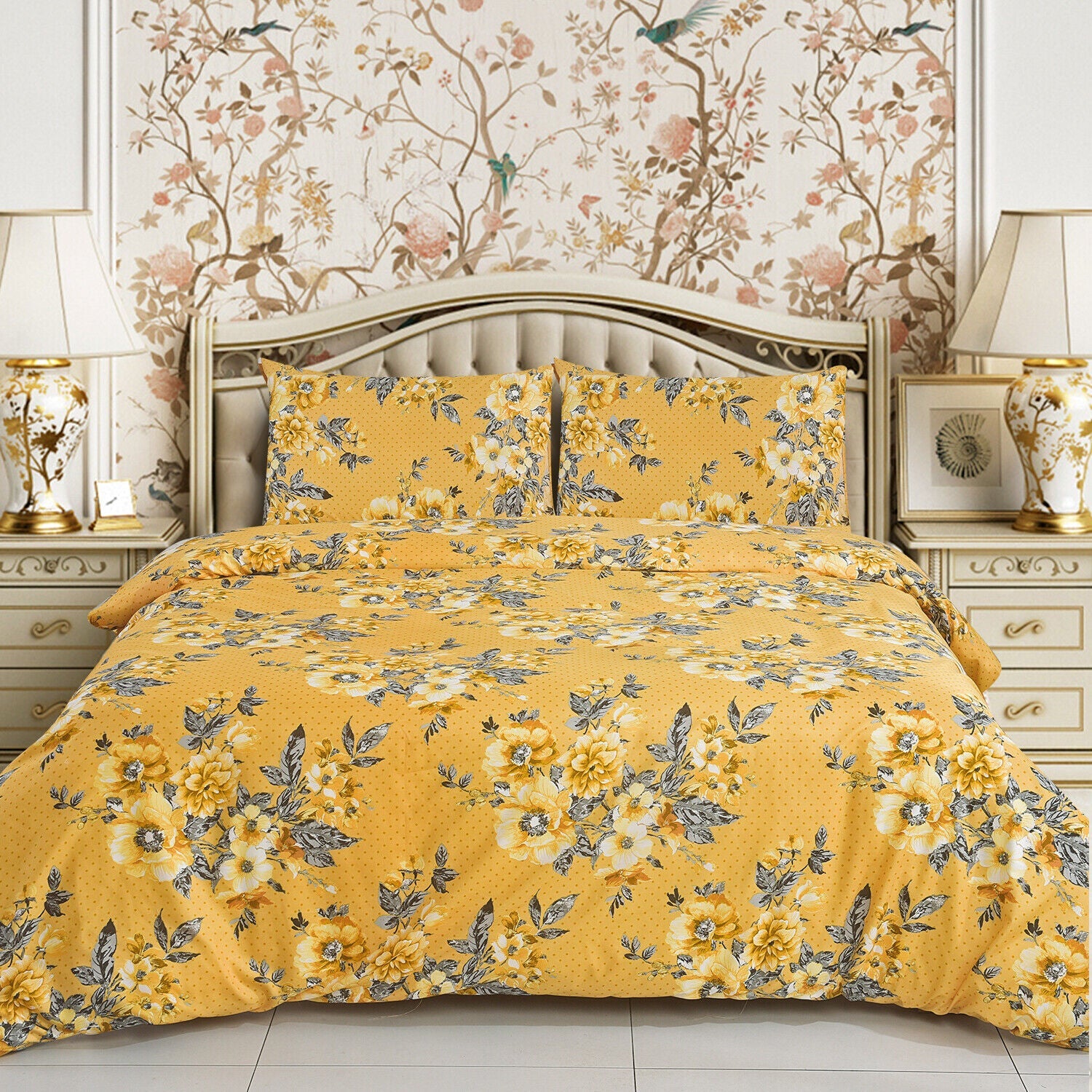 4 PCS Duvet Cover Set with Pillowcases and Matching Fitted Sheet 16 Design