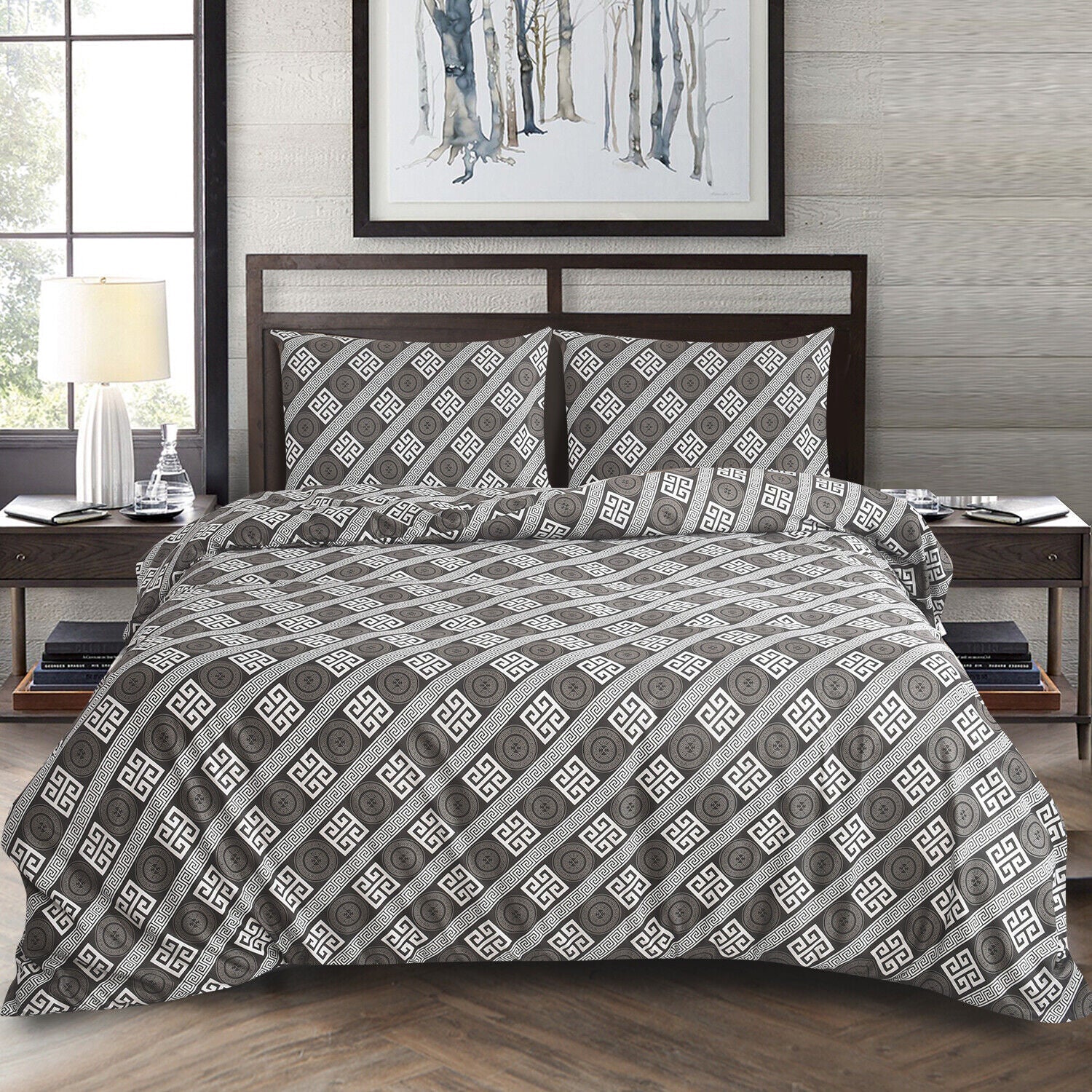 4 PCS Duvet Cover Set with Pillowcases and Matching Fitted Sheet 16 Design