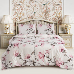 4 Piece Soft Duvet Cover- Magnolia Dream Floral Bedding Set