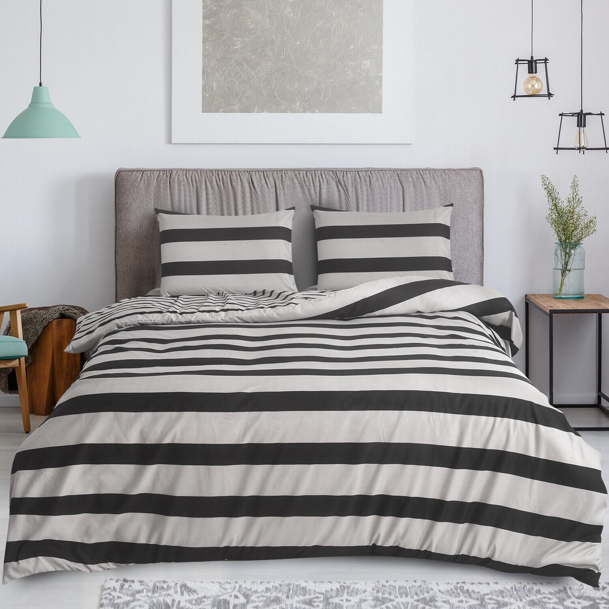4 PCS Duvet Cover Set with Pillowcases and Matching Fitted Sheet 16 Design
