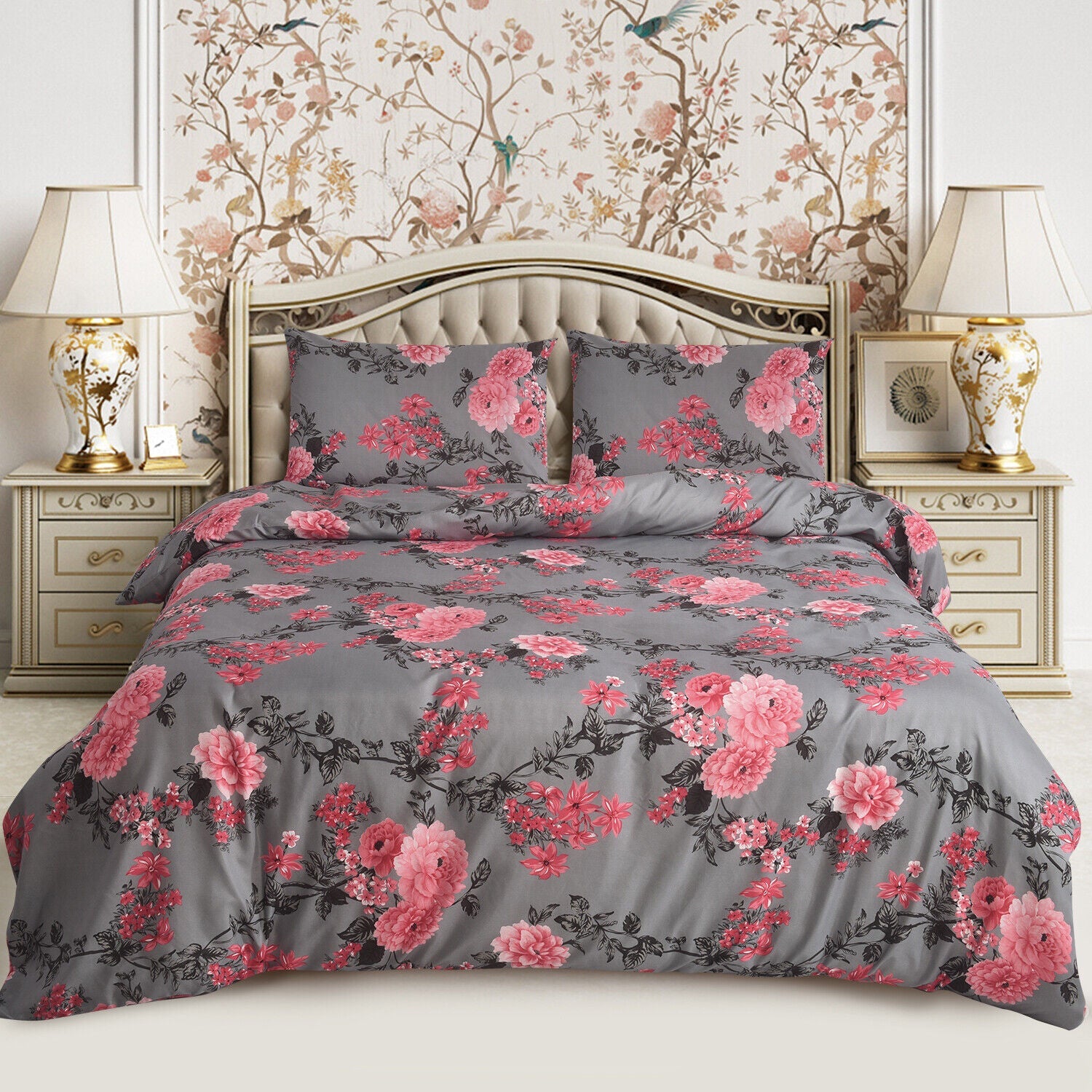 4 PCS Duvet Cover Set with Pillowcases and Matching Fitted Sheet 16 Design