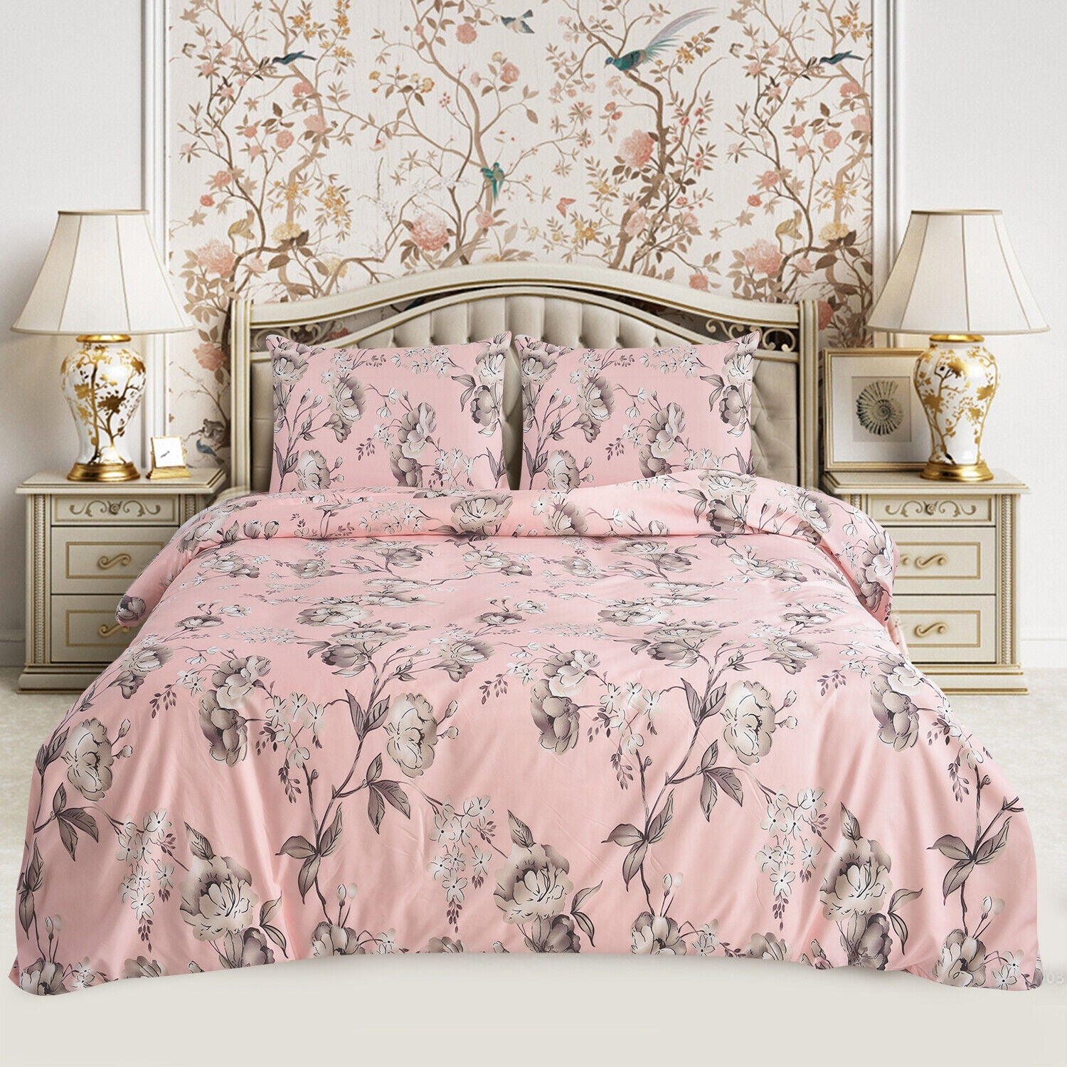 4 PCS Duvet Cover Set with Pillowcases and Matching Fitted Sheet 16 Design