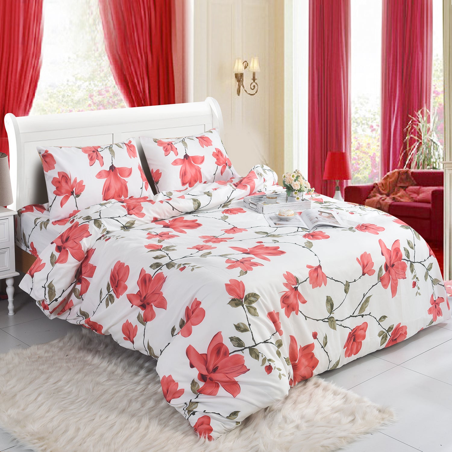 Obsidian Marble Luxe 4-Piece Bedding Set – Duvet Cover, Fitted Sheet & 2 Pillowcases.