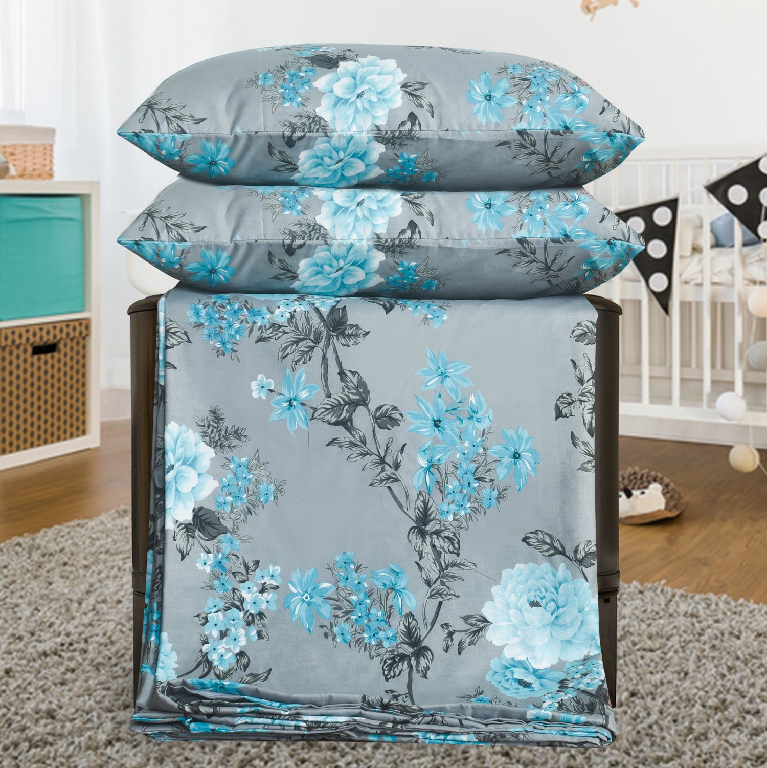 Obsidian Marble Luxe 4-Piece Bedding Set – Duvet Cover, Fitted Sheet & 2 Pillowcases.
