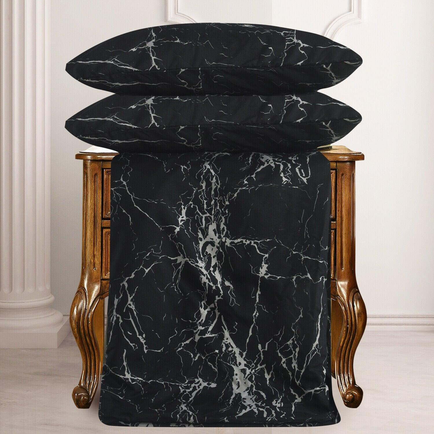 4 Piece Bedding Set  - Obsidian Marble Luxe Duvet Set