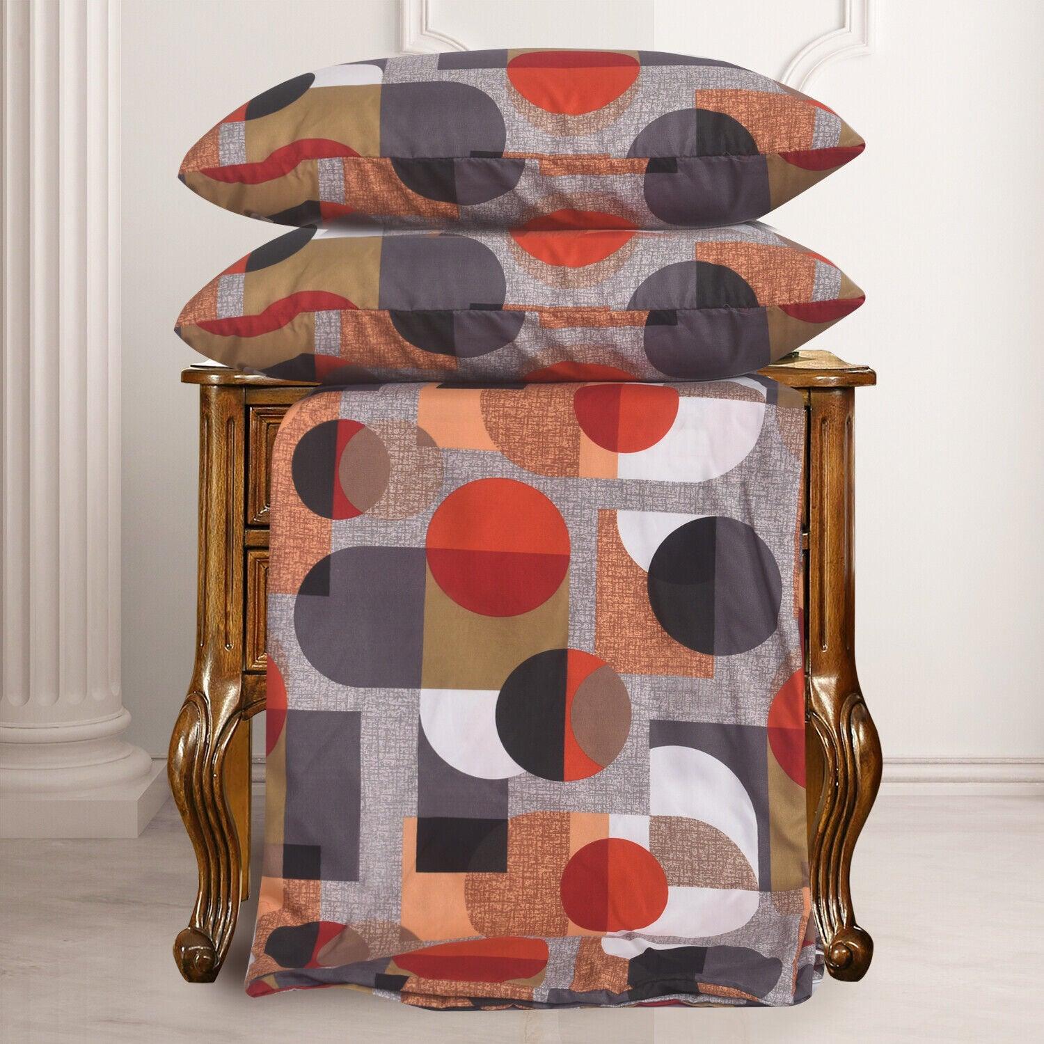 4 Piece Luxury Microfibre Bedding-Retro Geo Chic Duvet Cover Set