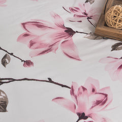 4 Piece Soft Duvet Cover- Magnolia Dream Floral Bedding Set