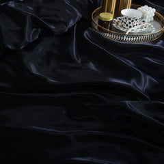 6PC BLACK Satin Bedding Set ‚Äì Duvet, Fitted Sheet & Pillow Covers