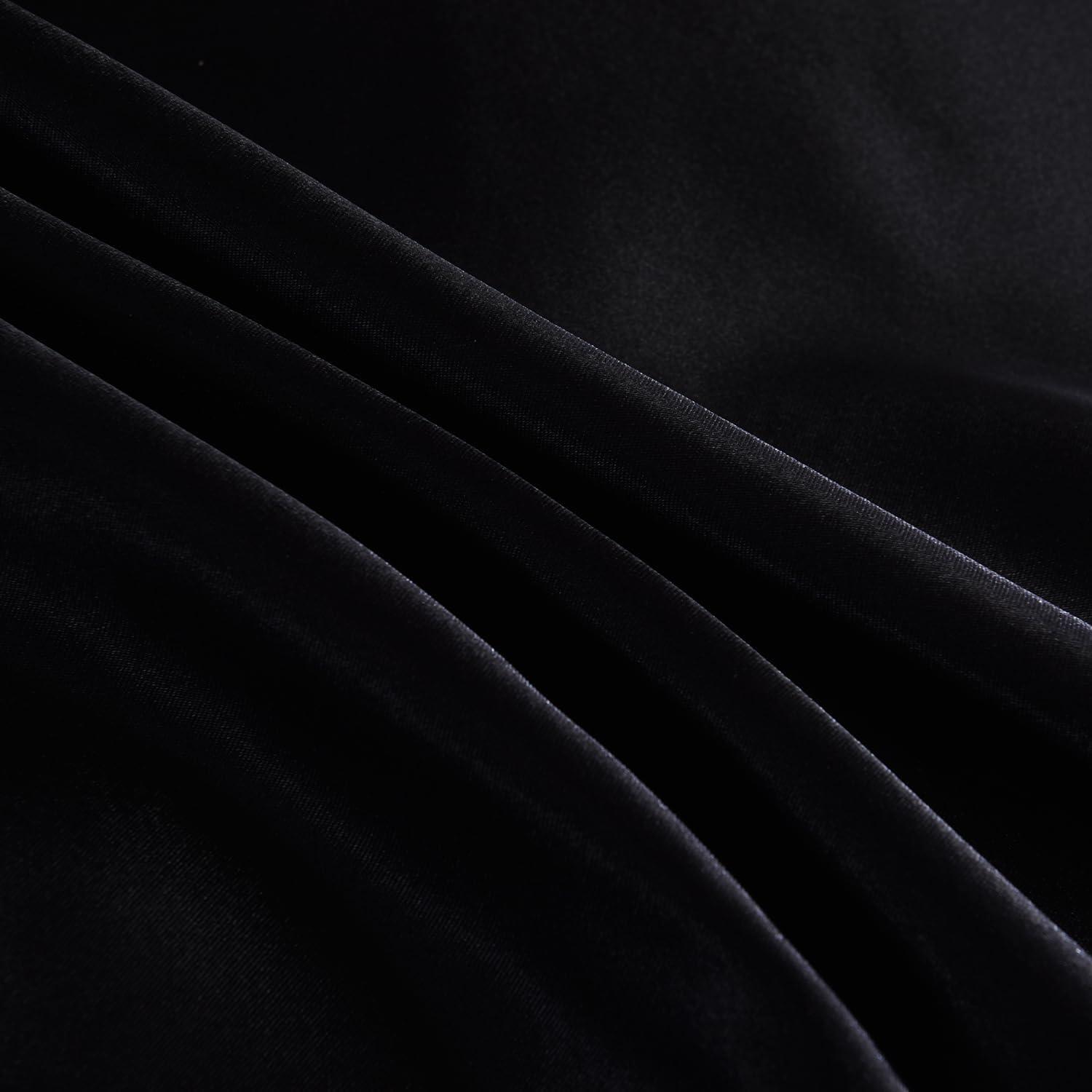 6PC BLACK Satin Bedding Set ‚Äì Duvet, Fitted Sheet & Pillow Covers