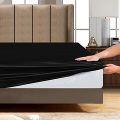 6PC BLACK Satin Bedding Set ‚Äì Duvet, Fitted Sheet & Pillow Covers