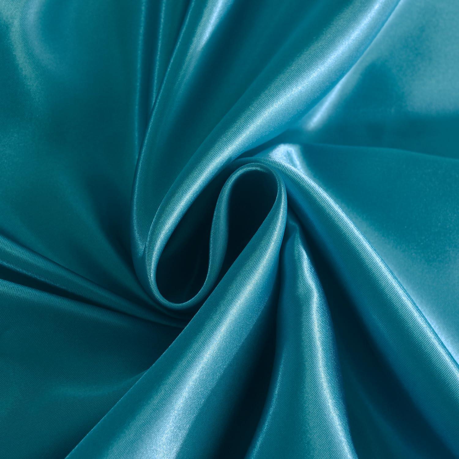 6PC Turquoise Satin Bedspread Collection ‚Äì Luxurious Duvet, Fitted Sheet & Pillowcases