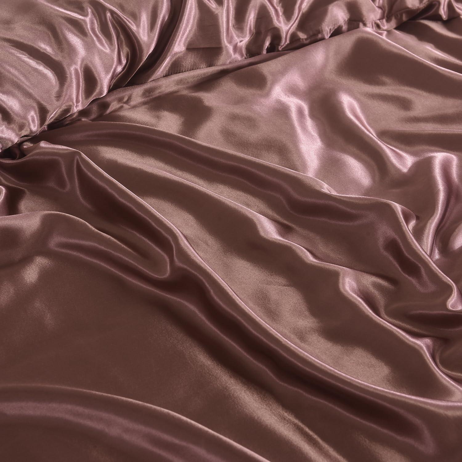 6PC BLUSH-PINK Satin Bedding Set ‚Äì Duvet, Fitted Sheet & Pillow Covers