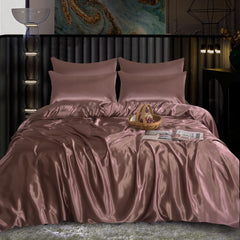 6PC BLUSH-PINK Satin Bedding Set ‚Äì Duvet, Fitted Sheet & Pillow Covers