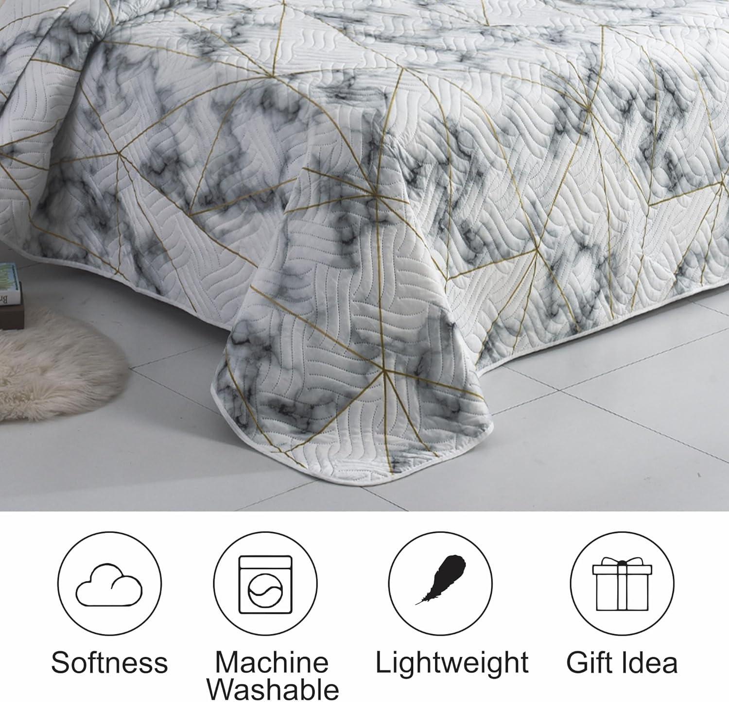 3-Piece Reversible Quilted Bedspread Set (220x240cm)