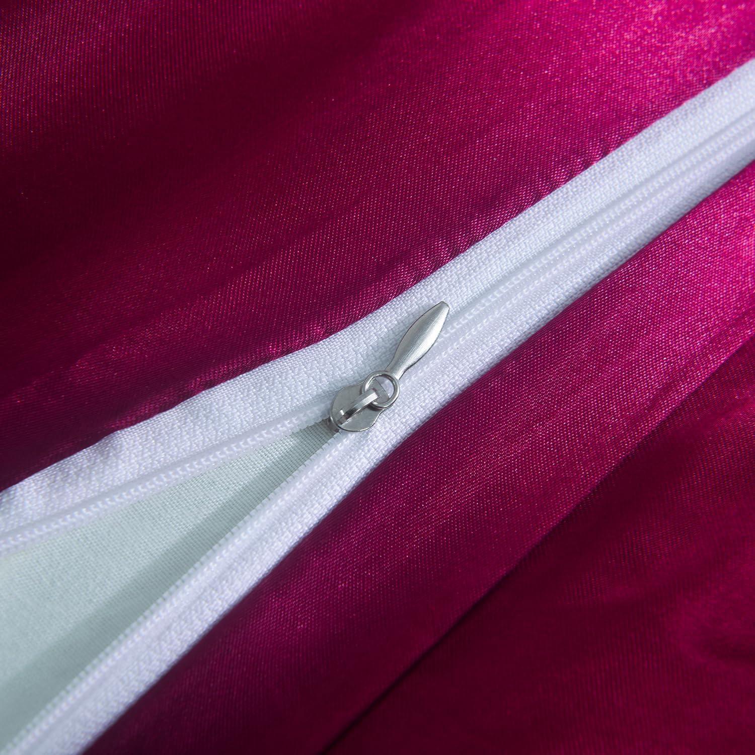 6PC Burgundy Satin Bedding Set ‚Äì Duvet, Fitted Sheet & Pillow Covers