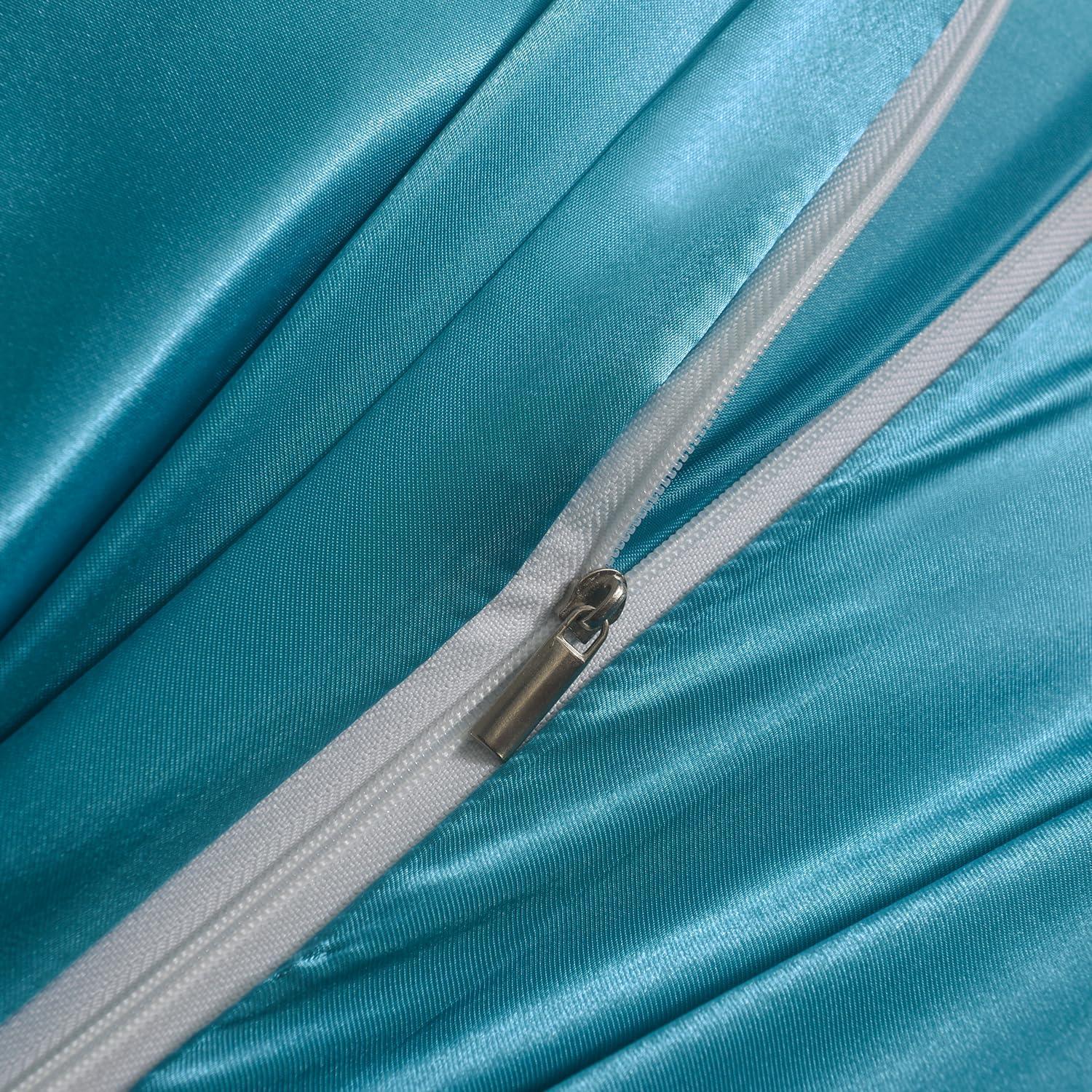 6PC Turquoise Satin Bedspread Collection ‚Äì Luxurious Duvet, Fitted Sheet & Pillowcases
