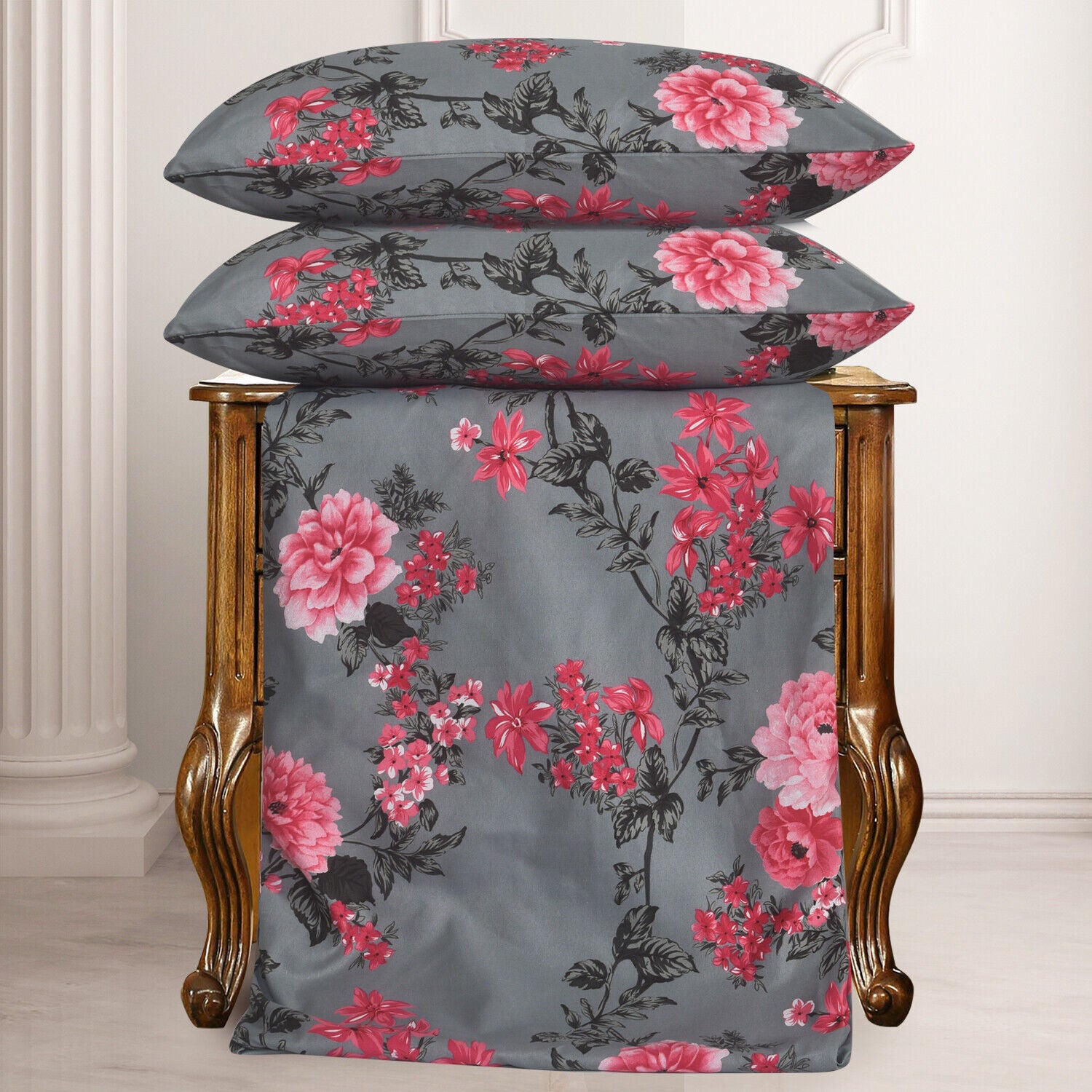 Obsidian Marble Luxe 4-Piece Bedding Set – Duvet Cover, Fitted Sheet & 2 Pillowcases.