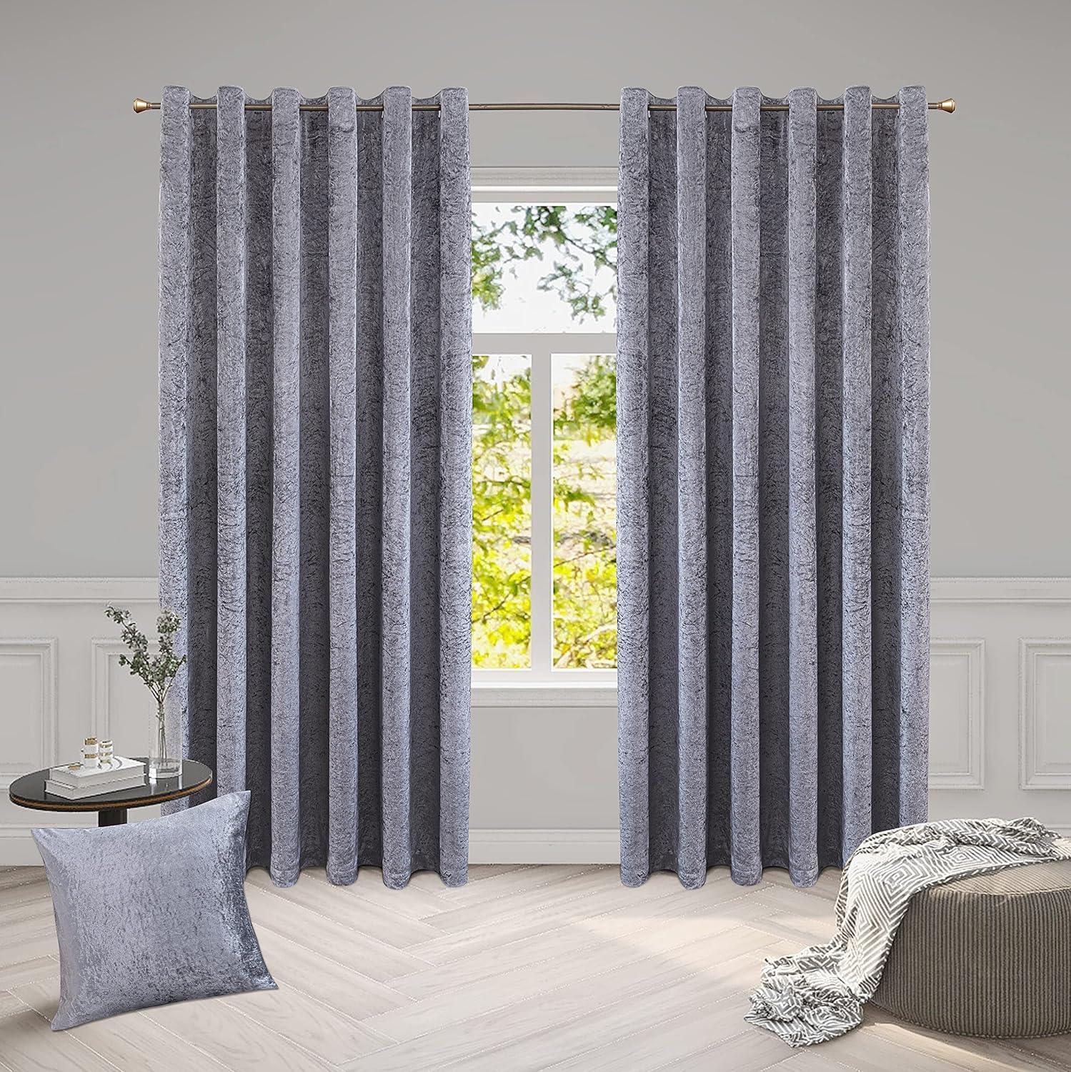 Luxury Crushed Velvet Curtains - for Bedroom, Living Room, Kitchen, and Office