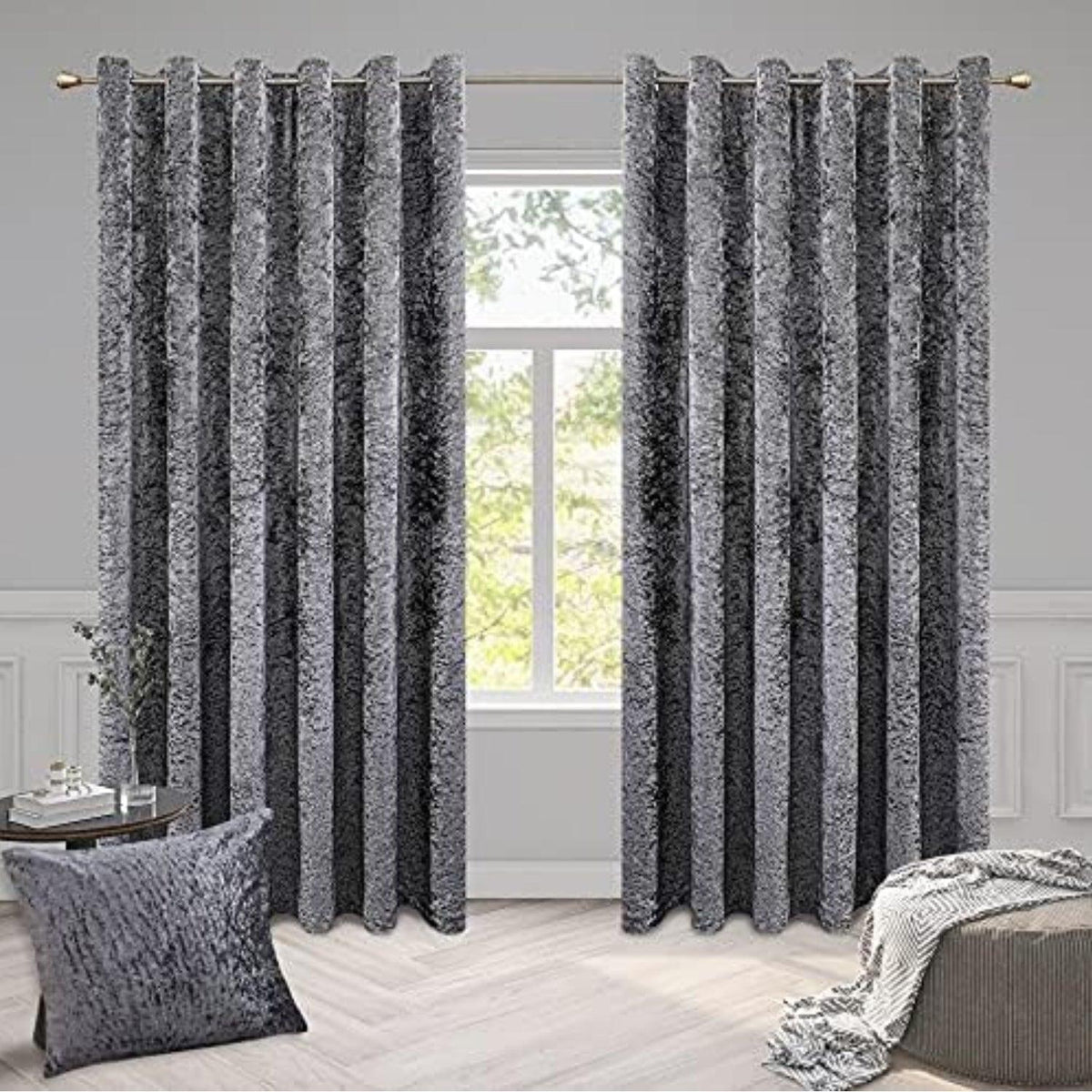 Luxury Crushed Velvet Curtains - for Bedroom, Living Room, Kitchen, and Office