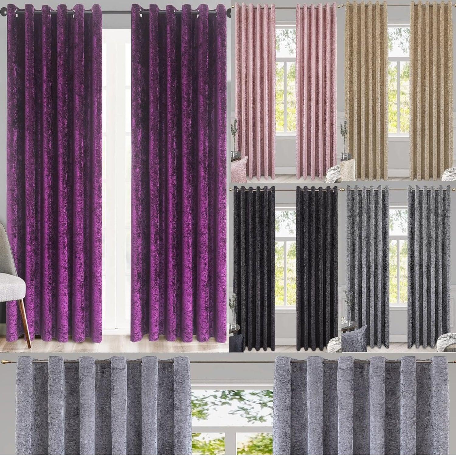 Luxury Crushed Velvet Curtains - for Bedroom, Living Room, Kitchen, and Office